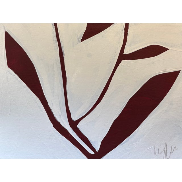 Contemporary 2026 Origjnal Abstract Botanical Painting in Red, Framed For Sale - Image 3 of 6