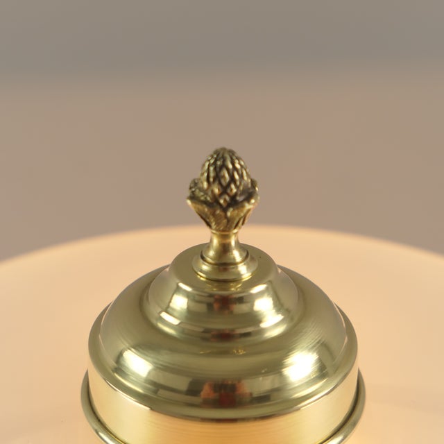 Metal Art Nouveau French Brass Ladies Table Lamp with Etched Glass Shade, 1910s For Sale - Image 7 of 10