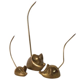 Mid-Century Brass Mice - Set of 3 For Sale