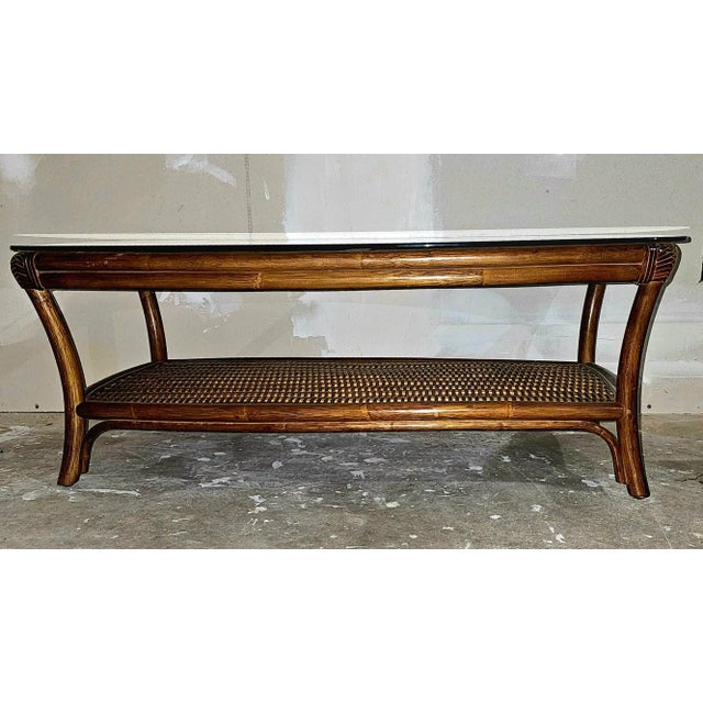 Roche Bobois Two-Tier Vintage Rattan Coffee Table in the Style of Roche Bobois For Sale - Image 4 of 11