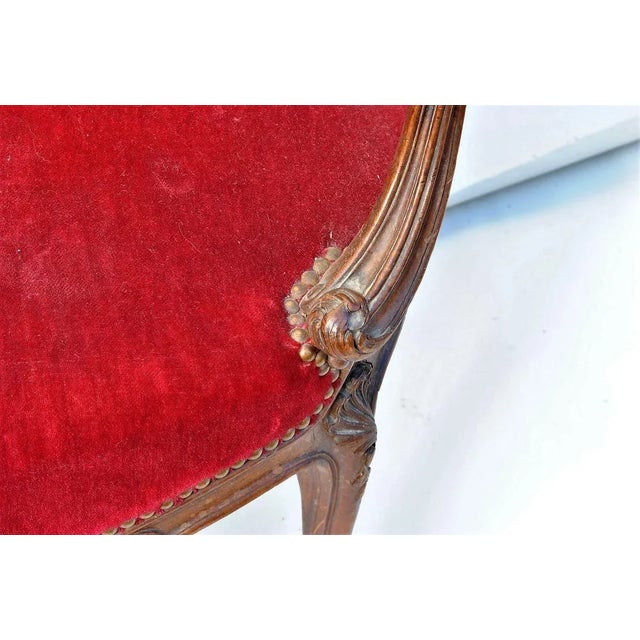 Louis XV Style Mahogany and Cane Lounge Chair For Sale - Image 9 of 14