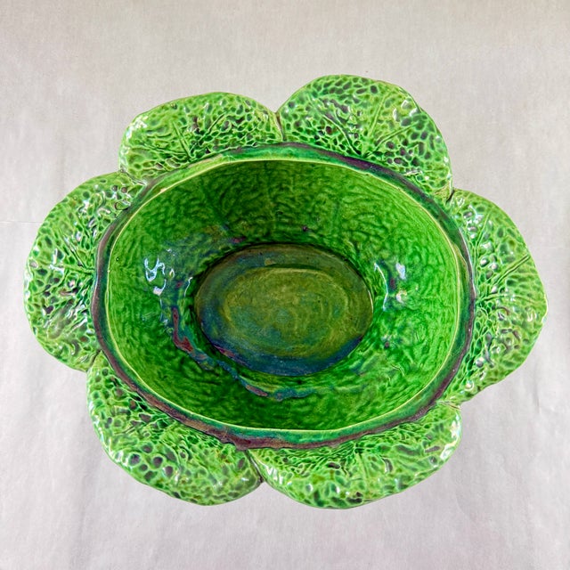 Rustic Portuguese Majolica Cabbage Leaf Tureen, Circa 1930s For Sale - Image 12 of 18