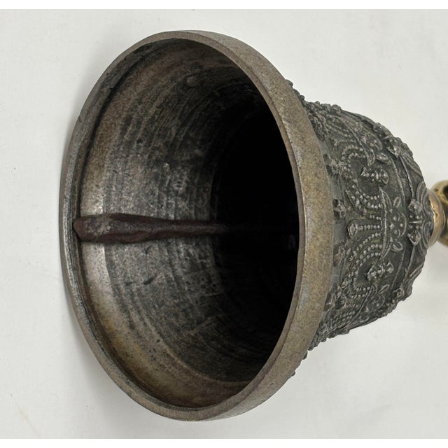 Asian Tibetan Meditation Prayer Ghanta Bell Antique Bronze Buddhist Bell For Sale In Palm Springs - Image 6 of 12
