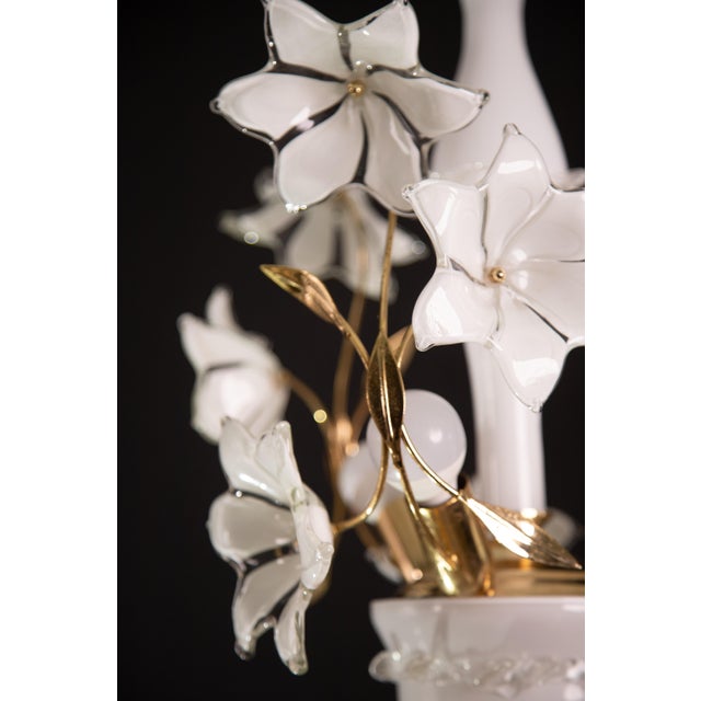 White Murano Vintage Chandelier White Flowers, 1970s For Sale - Image 8 of 12