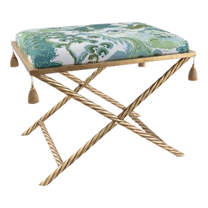 Port 68 x Madcap Cottage Delfern Gold Tassel Bench in Road to Canton - Celadon