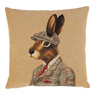 Harry Hare Tapestry Cushion With Feather Filler - 46x46cm (18"x18") For Sale