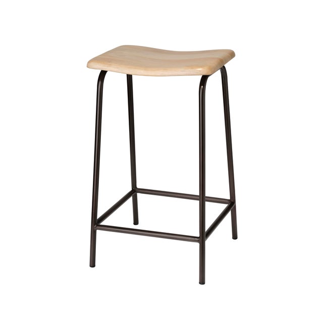 Jamie Young Jamie Young Bend Iron Counter Stool, Bleached Mango Wood For Sale - Image 4 of 4
