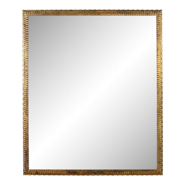 French Art Deco Bronze Wall Mirror in the Style of Edgar Brandt, 1920's For Sale