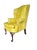 Wood Vintage Shuford Furniture Yellow Leatherette Wingback Armchair | Queen Anne Style Faux Leather Accent Chair | Traditional Hollywood Regency For Sale - Image 7 of 14