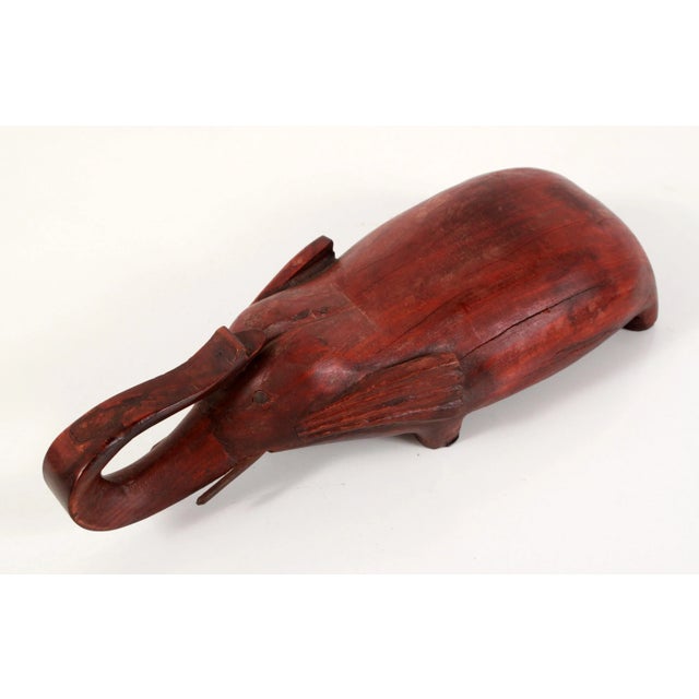 Chinoiserie Carved Chinese Elephant Opium Pillow in Oxblood Red For Sale - Image 3 of 12