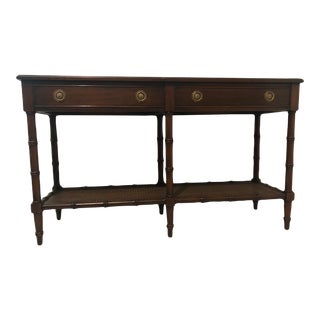 Late 20th Century Hekman Faux Bamboo and Cane Console Table For Sale