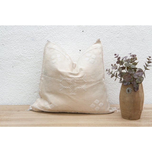 White White Patina Silk Rug Pillow For Sale - Image 8 of 8