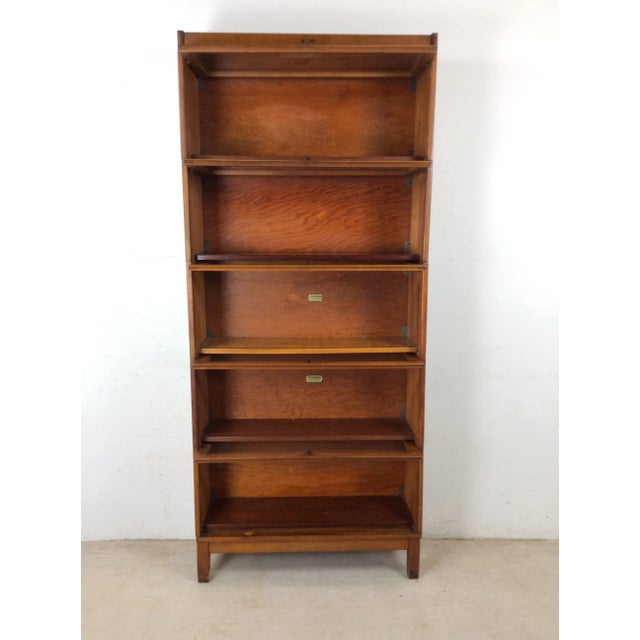 Brown Antique Five Stack Barrister Bookcase by Lindstrom For Sale - Image 8 of 12