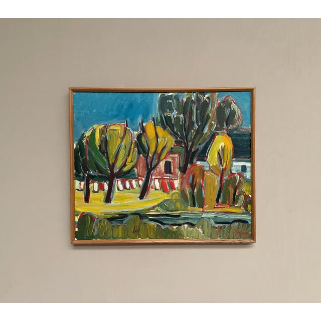 Unknown, Behind the Trees, 1950s, Oil on Canvas, Framed For Sale - Image 10 of 18