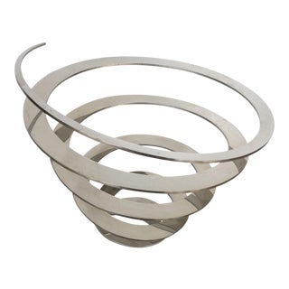Danish Modern Steel Swirl Fruit Bowl / Centerpiece For Sale