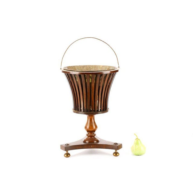William IV Slatted Mahogany and Brass Wine Cooler, Can Be a Great Pedestal Plant Holder, Decorative, Room Accessory For Sale In Seattle - Image 6 of 7