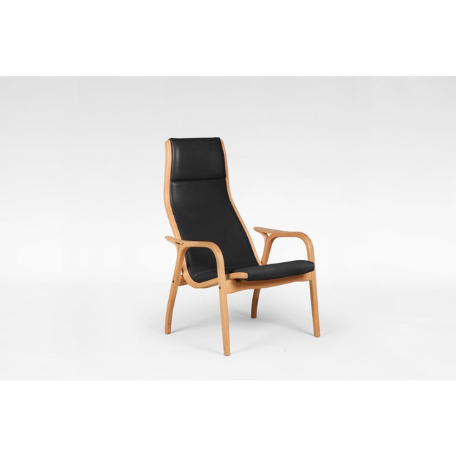 Beige Vintage Black Leather Lamino Lounge Chair by Yngve Ekström for Swedese For Sale - Image 8 of 8