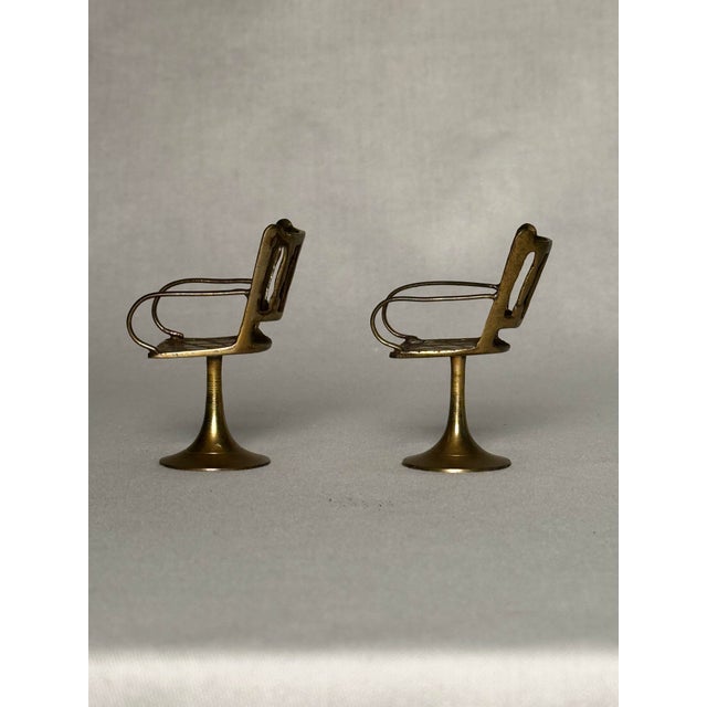 Vintage English Traditional Miniature Solid Brass Chairs, a Pair For Sale In Houston - Image 6 of 11