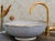 Contemporary Ceramic 14k Gold Rim Handmade Top Bathroom Sink, Blue For Sale - Image 3 of 5