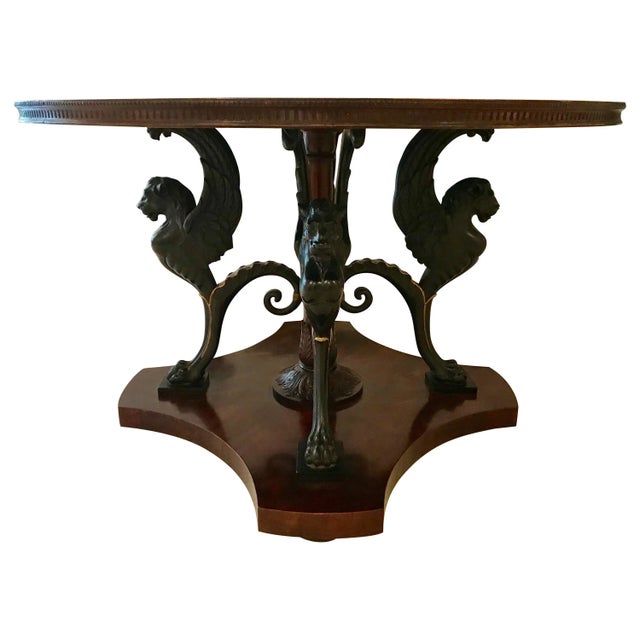 Wood Neoclassical Center Table With Griffin Base For Sale - Image 7 of 7