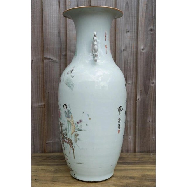 An impressive large Chinese famille rose porcelain vase dating to the late Qing dynasty or early 20th century, circa...
