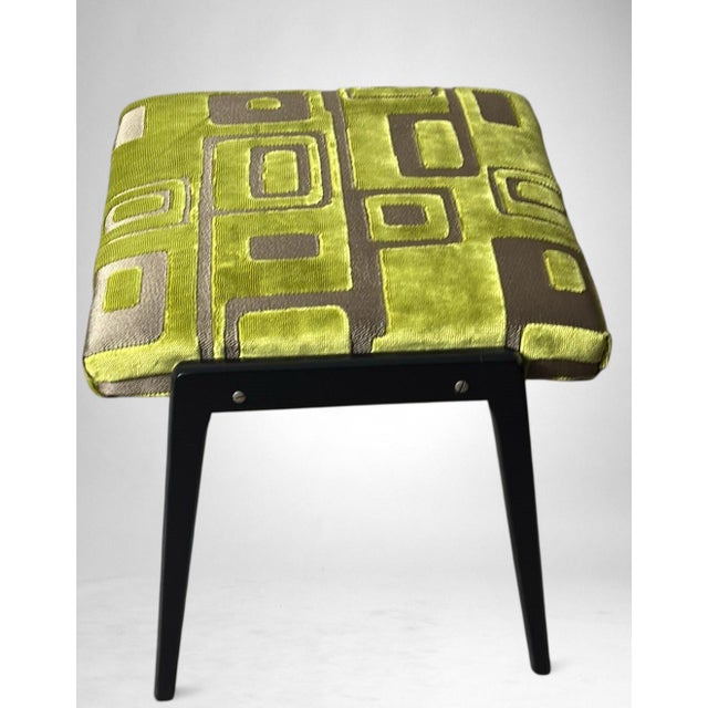 Green Mid 20th Century Paolo Buffa Style Pair of Wooden Benches Upholstered Designers Guild Fabric For Sale - Image 8 of 18
