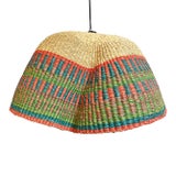 Turquoise Pink & Green Bolga Wave Basket Pendant Light For Sale