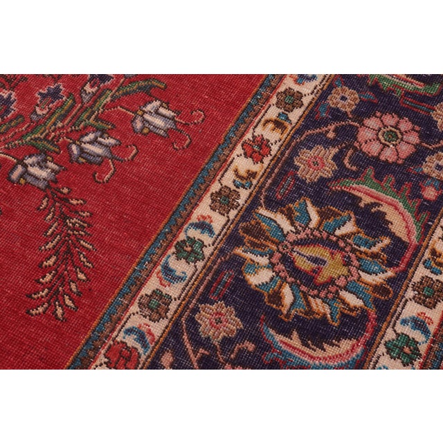 1980s Persian Tabriz Red/Purple Wool Rug - 9'8'' X 12'9'' For Sale - Image 5 of 10