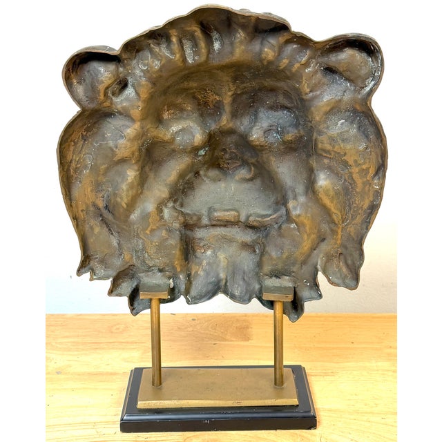 Neoclassical Large Finely Cast Bronze Lion Mask, Museum Mounted 20th Century For Sale - Image 3 of 15