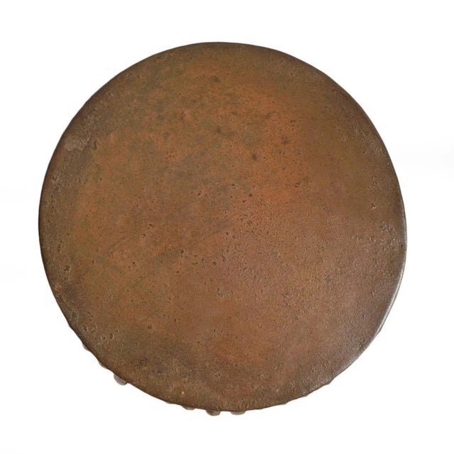 Late 20th Century Vintage Farmhouse Industrial Iron Drum Strap Side Table For Sale - Image 5 of 10