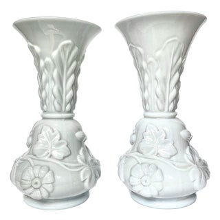 Saint Louis Pate-De-Riz Opal Crystal Vases, Set of 2 For Sale