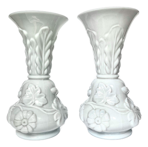 Saint Louis Pate-De-Riz Opal Crystal Vases, Set of 2