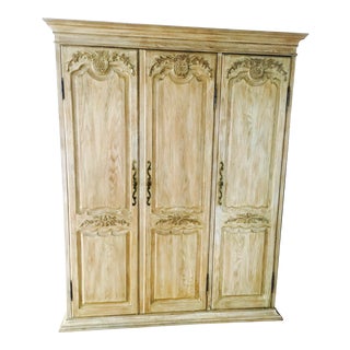 French Country Oak Armoire Cabinet For Sale