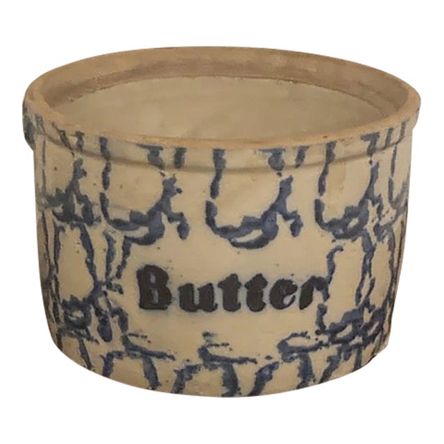 Vintage Spatter Wear Butter Crock For Sale