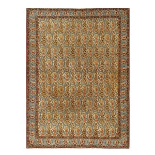 1960s Vintage Ivory Persian Qum Rug 7'5'' X 10'2'' For Sale