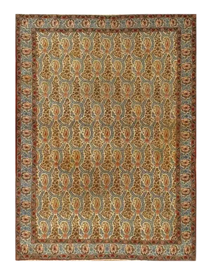 1960s Vintage Ivory Persian Qum Rug 7'5'' X 10'2''