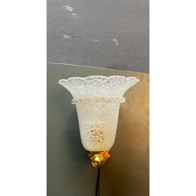 Venetian Murano Glass and Brass Sconces, 1960s, Set of 2 For Sale - Image 3 of 8