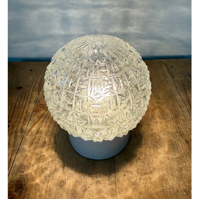 Glass Vintage White Porcelain Ceiling Light, 1970s For Sale - Image 7 of 14