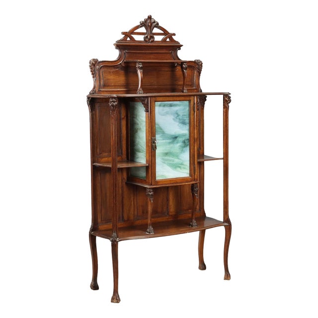 Art Nouveau Walnut Display Case For Sale