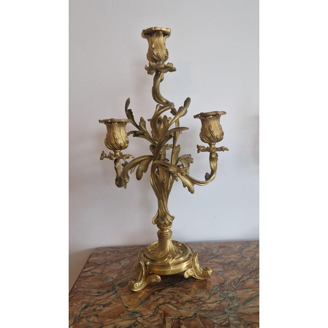 Antique Louis XV Candleholders in Gilt Bronze, Set of 2 For Sale - Image 10 of 18