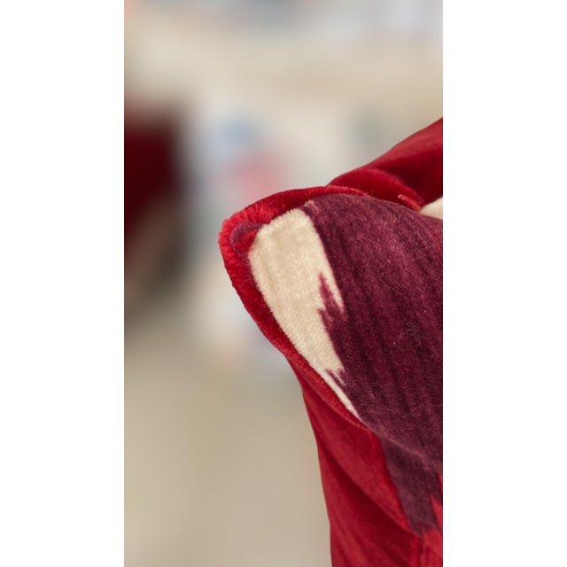 Pair of 22" Custom Schumacher Kashgar Ikat Velvet Pillows, Pattern 176102 in Ruby & Plum For Sale - Image 18 of 18