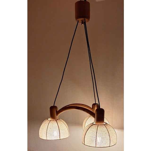Vintage Hanging Lamp with Pinewood Frame by Zicoli Limbach, 1980s For Sale - Image 3 of 8