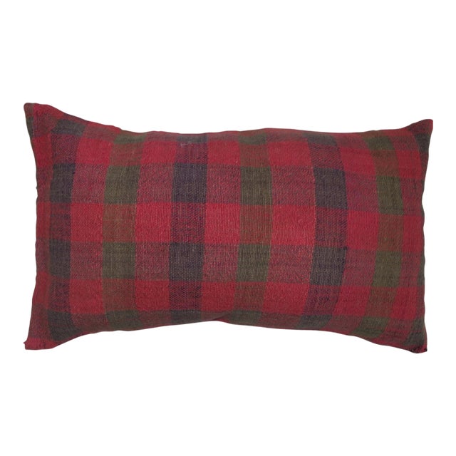Textile Plaid Pink Pillow rug no. p1337 For Sale