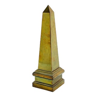 Vintage Large Aged Brass Obelisk by Decorative Crafts For Sale