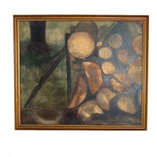 1950s Still Life With Stacked Wood For Sale