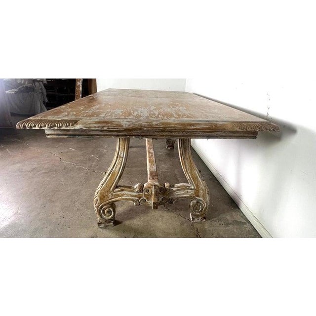 Wood Italian Painted Trestle Table C. 1900 For Sale - Image 7 of 14