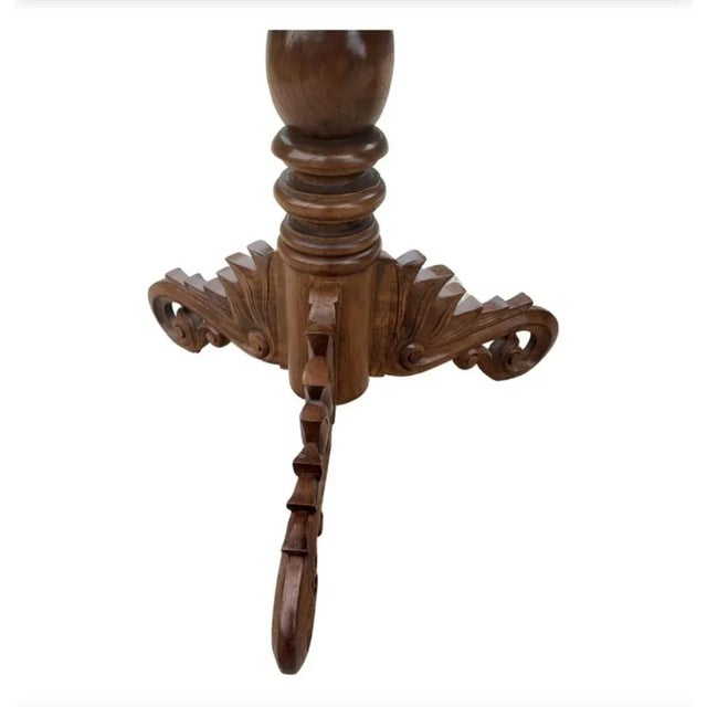 Vintage Pedestal Mahogany Tripod Gator Tail Feet Side Tables, a Pair For Sale In Washington DC - Image 6 of 11