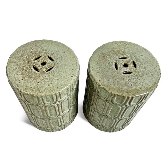 Deco Mint Ceramic Garden Stool For Sale In Los Angeles - Image 6 of 7