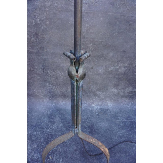 1920s Rustic Wrought Iron Hanging Lantern Floor Lamp For Sale - Image 4 of 8
