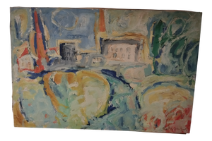 Mario Salmaso, Industralisation, Large Oil on Canvas, 1964